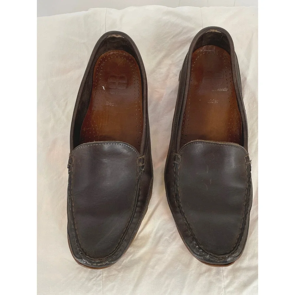 Allen Edmonds 9 1/2D Men Boulder Loafer Dark Brown Leather Driving Shoe Slip On